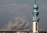 Smoke billowing during Israeli bombardment over Khan Yunis in Gaza